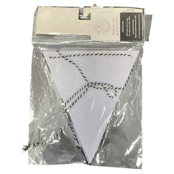 Felt Pennant Banner 7 Ft Black & White Striped Triangles Party Decor For Events - Picture 2 of 2